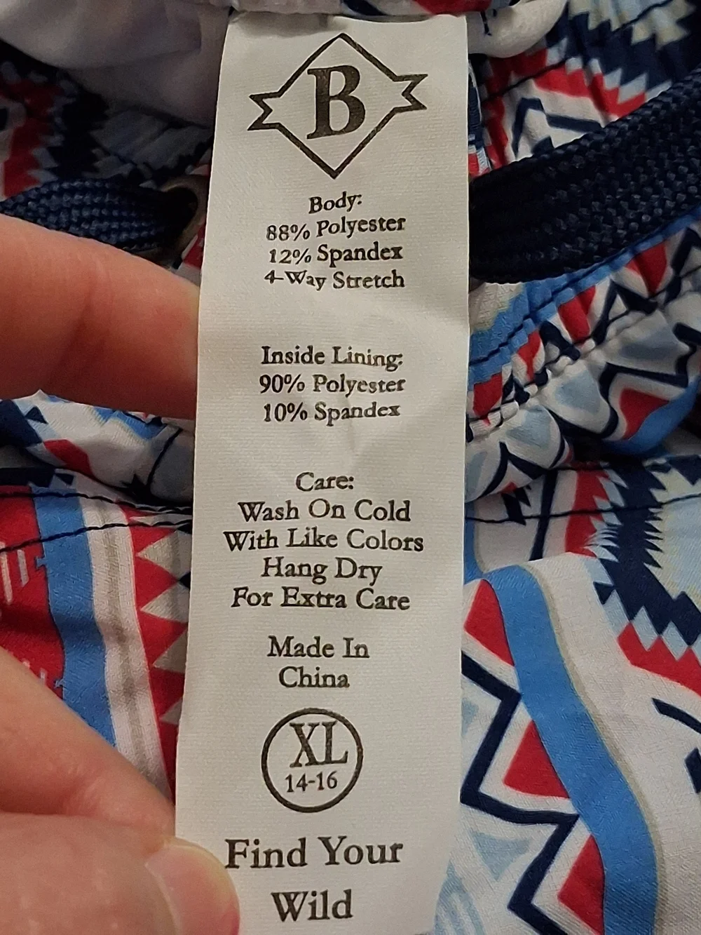 Burlebo Youth NWT Patriotic Aztec Swim Trunks; Size XL (14-16); Lined